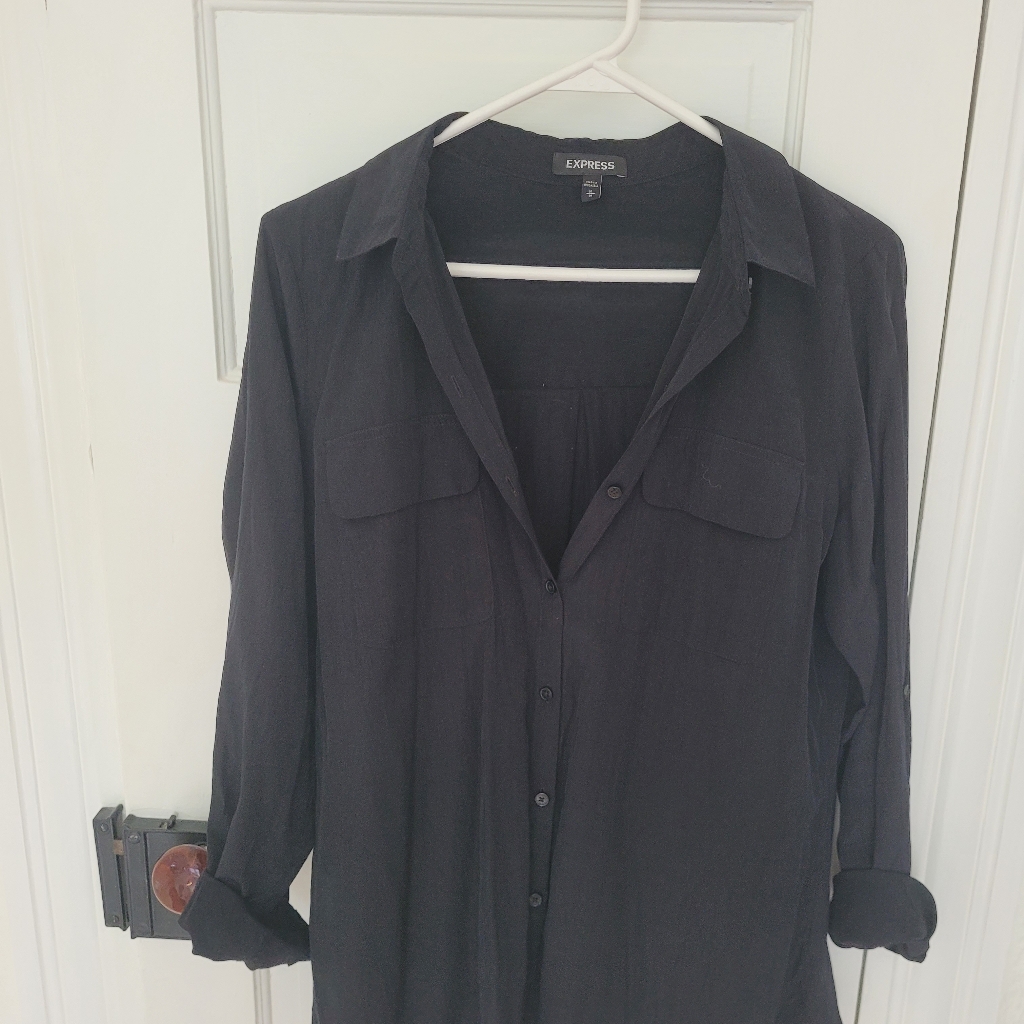 Black Button-Down Top/ Express